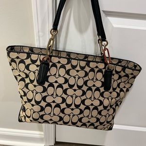 Coach Signature Jacquard hand bag. Pre-loved.
